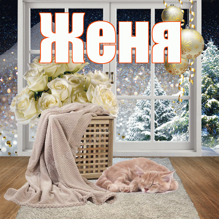 Женя! Добрый зимний вечер! Красивая открытка Жене!