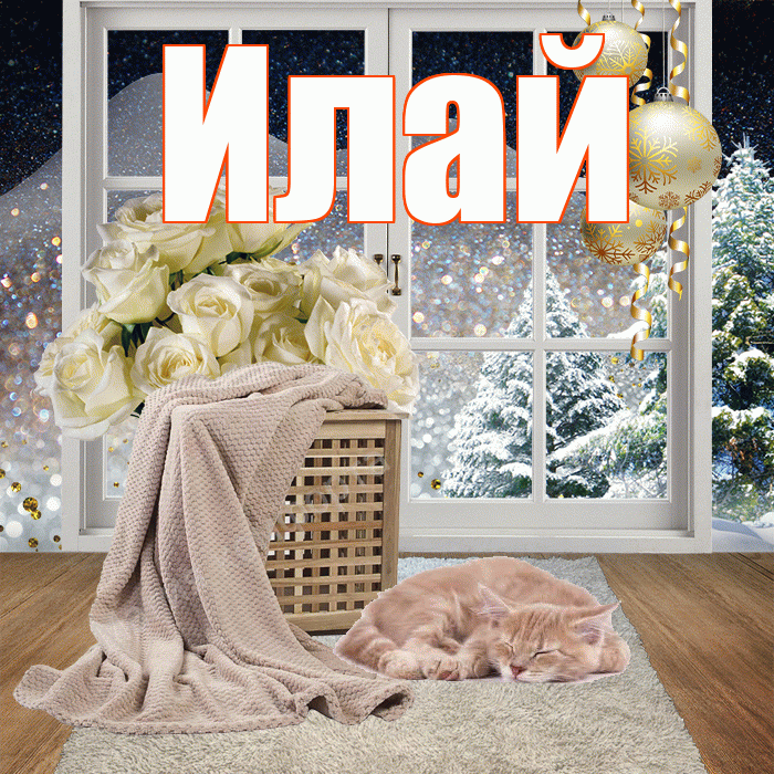 Илай! Добрый зимний вечер! Красивая открытка Илаю!