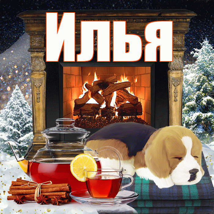 Илья! Добрый зимний вечер! Красивая открытка Илье!