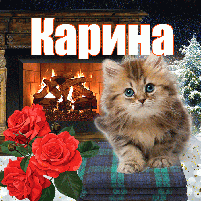 Карина! Добрый зимний вечер! Красивая открытка Карине!