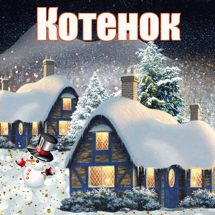 Котенок! Добрый зимний вечер! Красивая открытка Котенку!