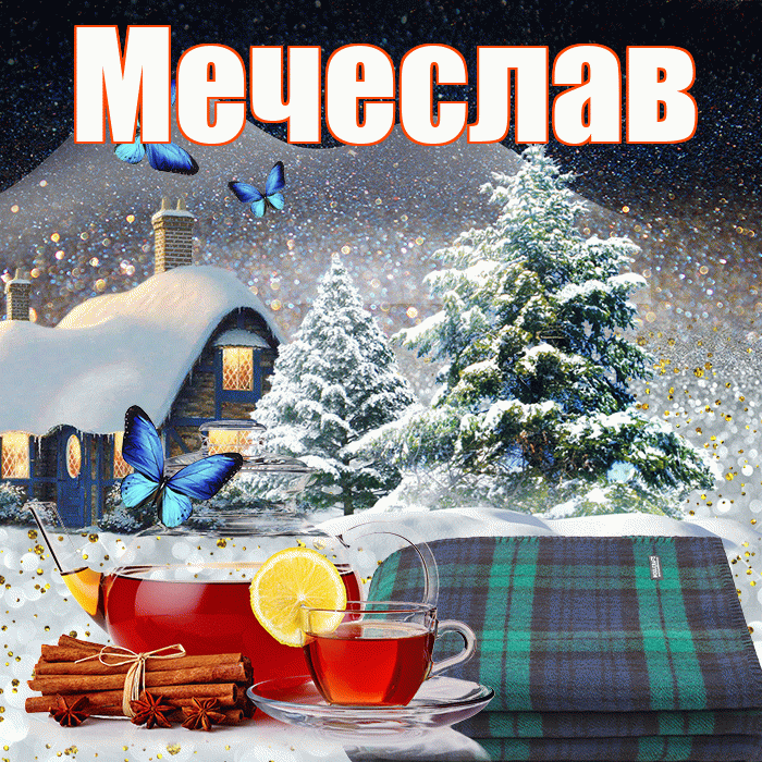 Мечеслав! Добрый зимний вечер! Красивая открытка Мечеславу!