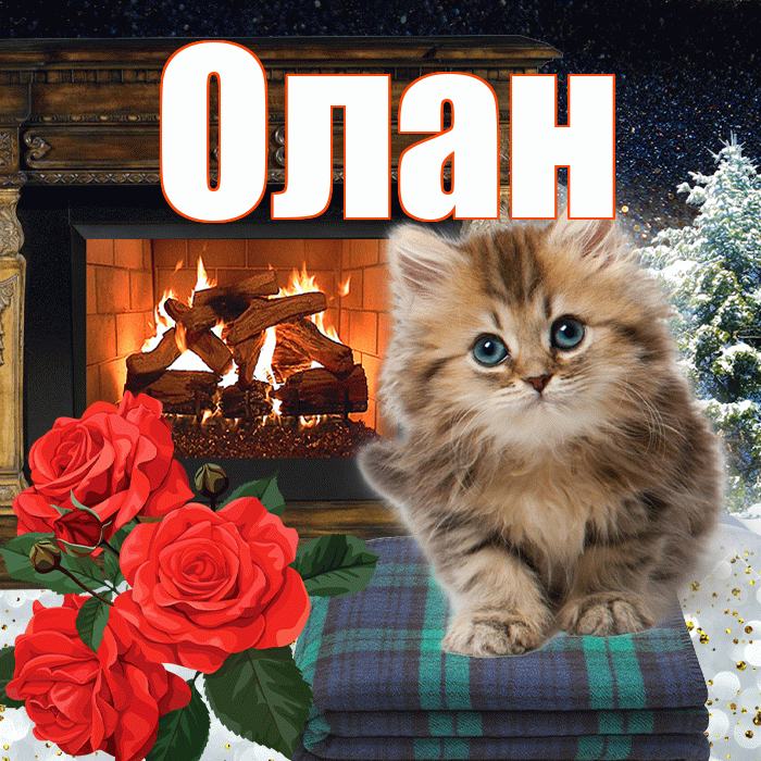 Олан! Добрый зимний вечер! Красивая открытка Олану!