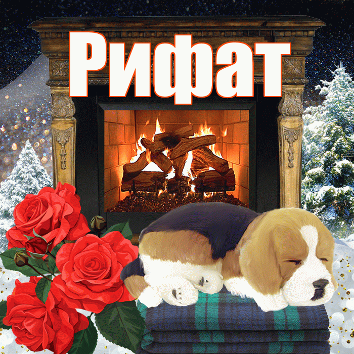 Рифат! Добрый зимний вечер! Красивая открытка Рифату!