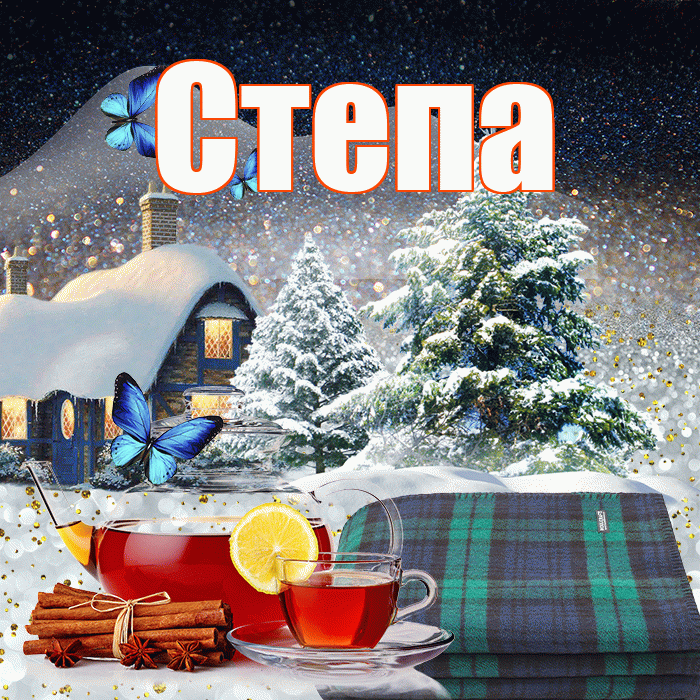 Степа! Добрый зимний вечер! Красивая открытка Стёпу!