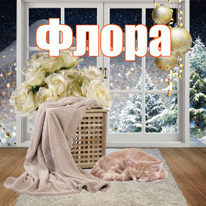 Флора! Добрый зимний вечер! Красивая открытка Флоровне!