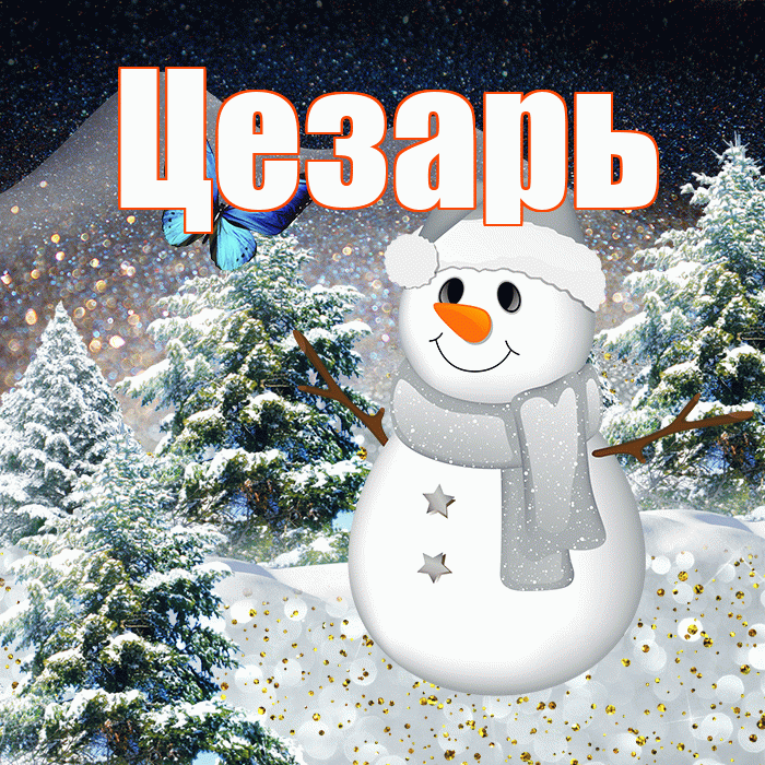 Цезарь! Добрый зимний вечер! Красивая открытка Цезарю!