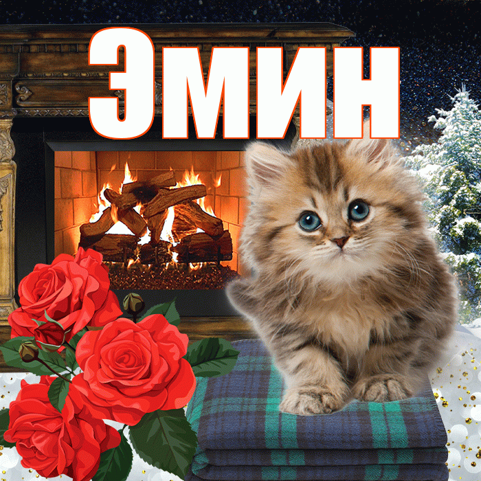 Эмин! Добрый зимний вечер! Красивая открытка Эмину!