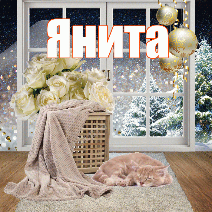 Янита! Добрый зимний вечер! Красивая открытка Яните!