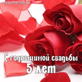 Картинка! Открытка в годовщину свадьбы! 5 лет! Свадебная картинка! Ваши сердца вот уже 5 лет связаны невидимой нитью любви и...