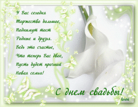 Открытка! С днём свадьбы! Красивая открытка! Дорогие новобрачные! Желаем Вам счастья, здоровья, любите...