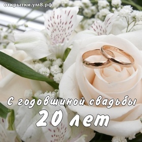 Открытка! 20 лет! С годовщиной свадьбы! Картинка! Двадцать лет — достойный срок для того, чтобы понять...