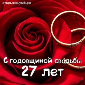 Открытка! Открытка в годовщину свадьбы! 27 лет! Свадебная картинка! Элементов не найдено