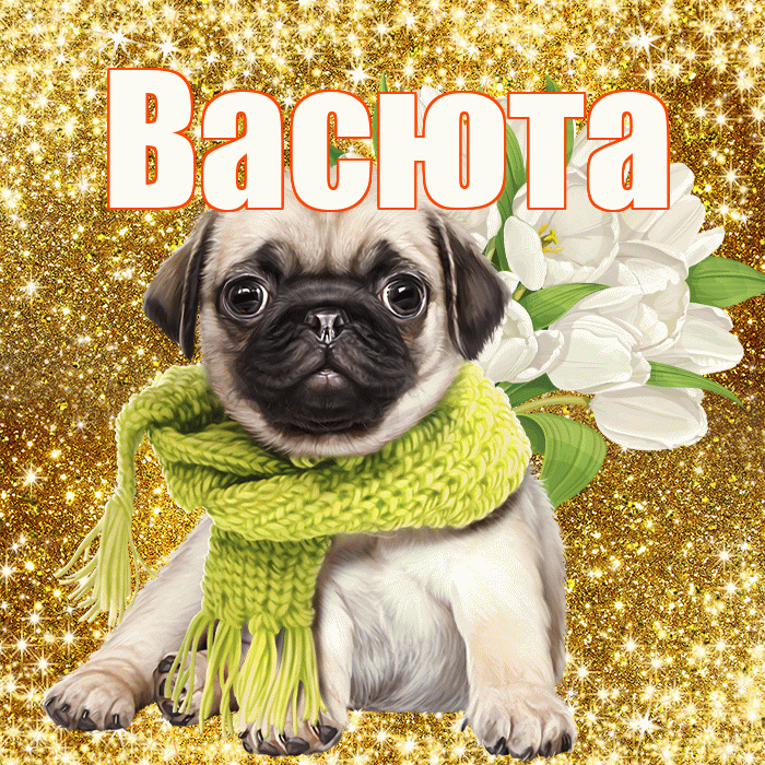 Васюта! С днём счастья! Красивая открытка !