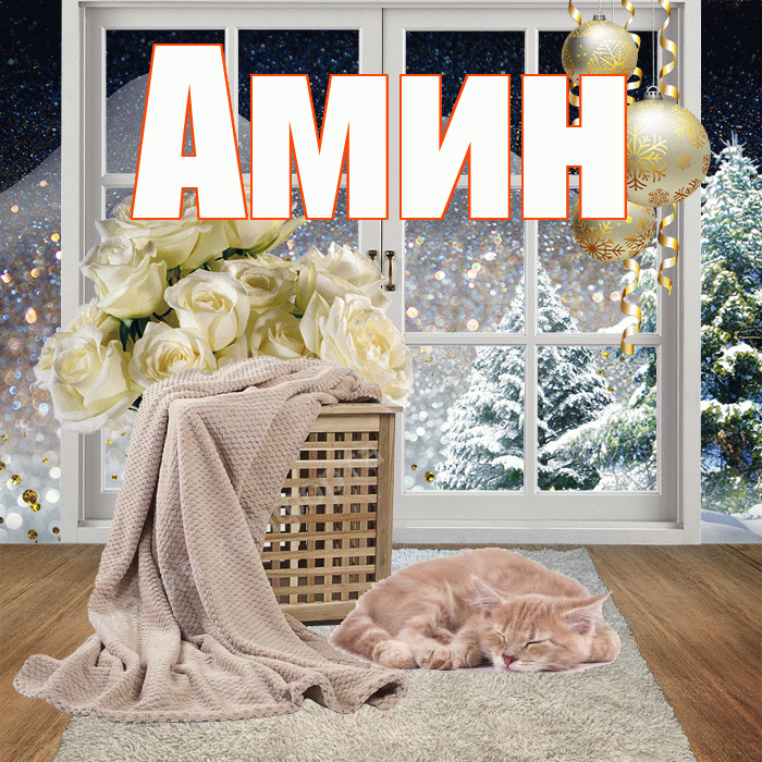 Амин! Чудесного зимнего вечера! Красивая открытка Амину!