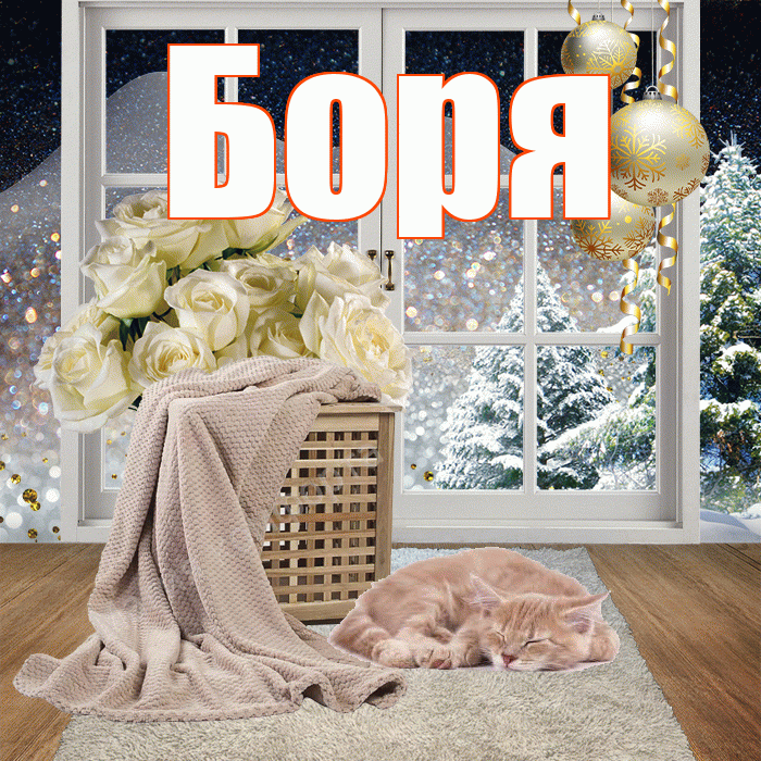 Боря! Чудесного зимнего вечера! Красивая открытка Боре!