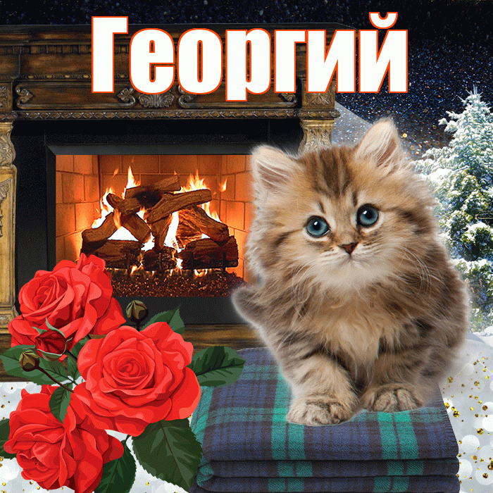 Георгий! Чудесного зимнего вечера! Красивая открытка Георгию!