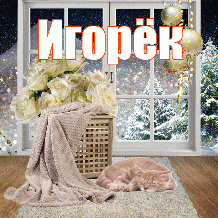 Игорёк! Чудесного зимнего вечера! Красивая открытка !