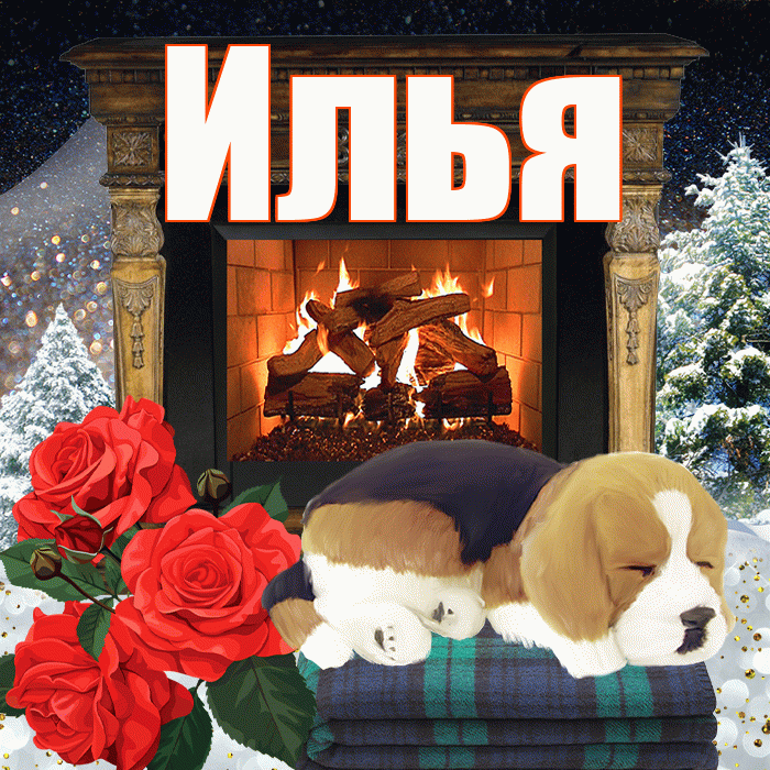 Илья! Чудесного зимнего вечера! Красивая открытка Илье!