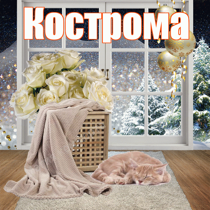 Кострома! Чудесного зимнего вечера! Красивая открытка Костроме!