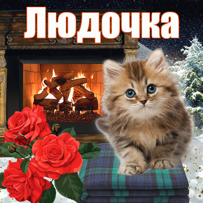 Людочка! Чудесного зимнего вечера! Красивая открытка !