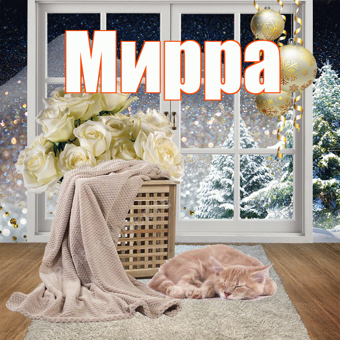 Мирра! Чудесного зимнего вечера! Красивая открытка Мирре!