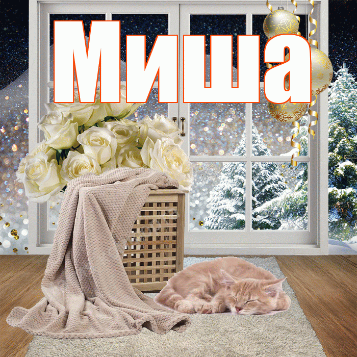 Миша! Чудесного зимнего вечера! Красивая открытка Мише!