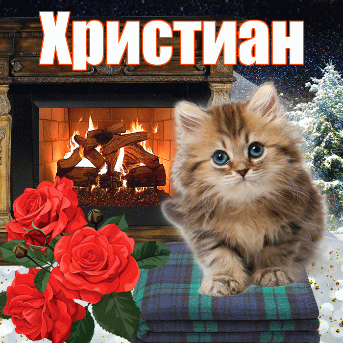 Христиан! Чудесного зимнего вечера! Красивая открытка Христиане!