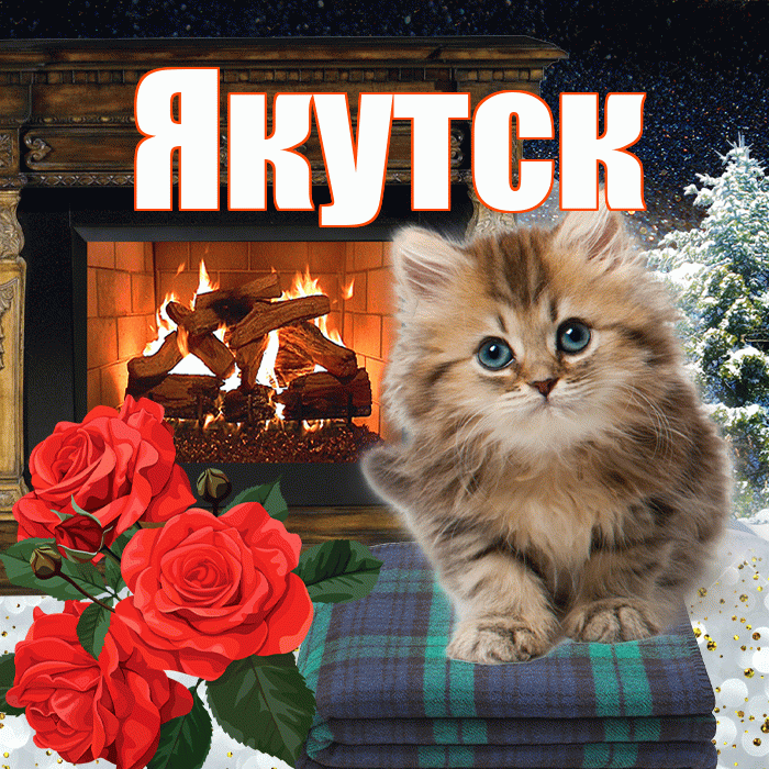 Якутск! Чудесного зимнего вечера! Красивая открытка Якутску!